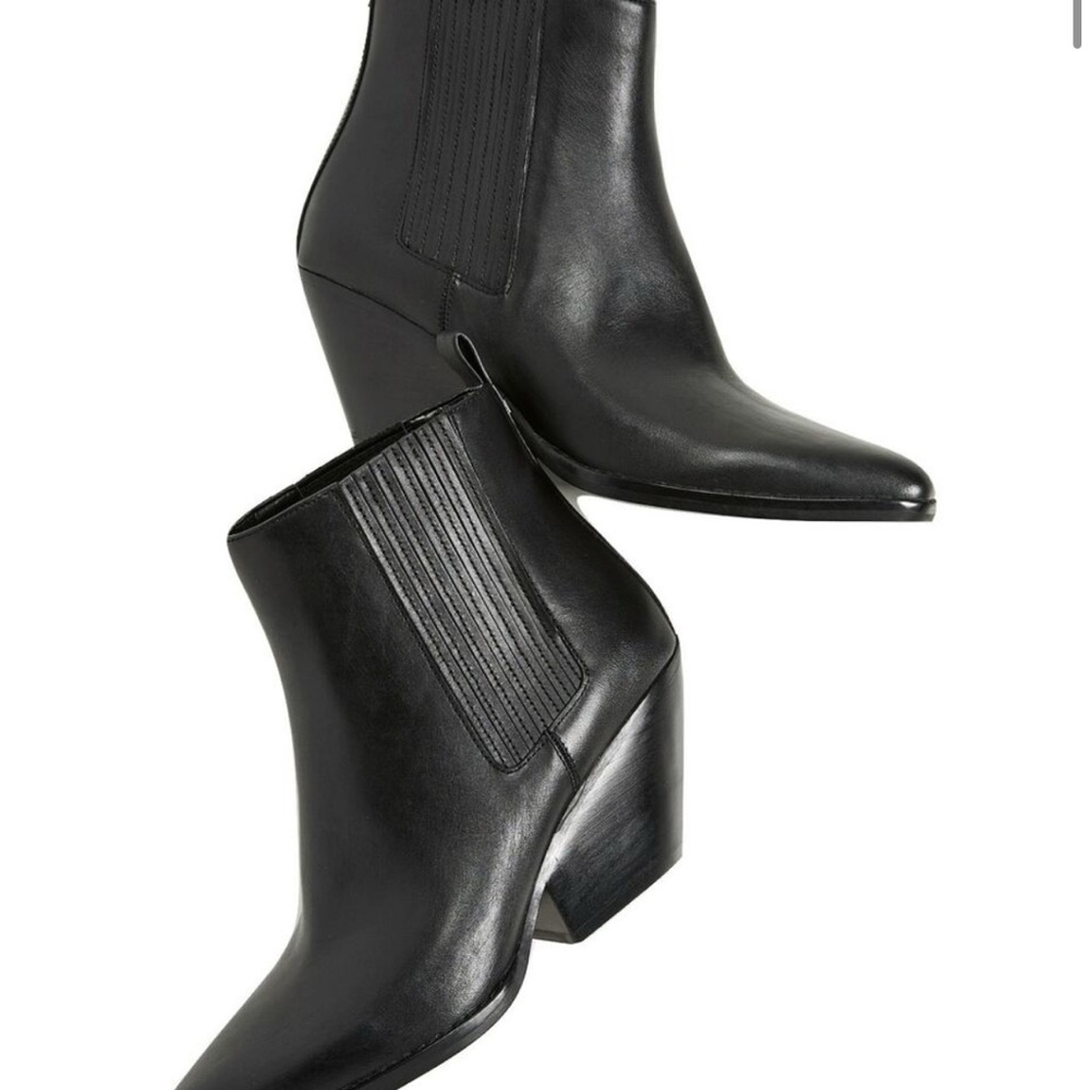Michael Kors Sinclair Black Leather Ankle Boot Size 5.5 Minimalist Contemporary - Picture 6 of 16